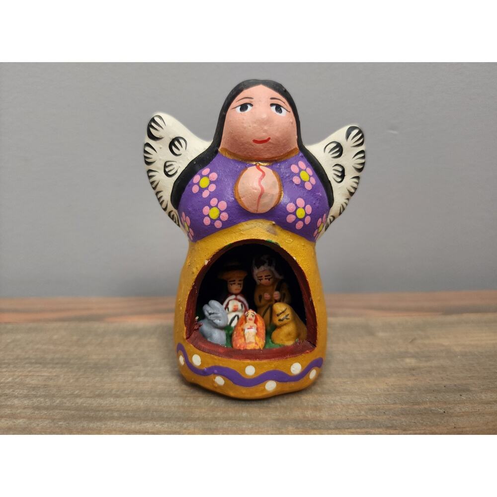 Hand-Painted Ceramic Angel Nativity 3.5" Made In Peru